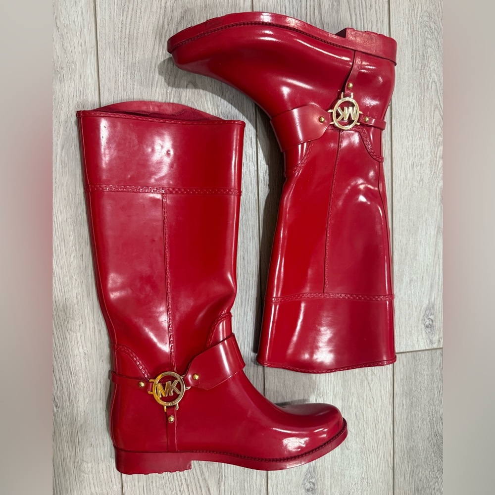 Michael Kors Red Rain Boots Women’s 8 - Picture 4 of 6